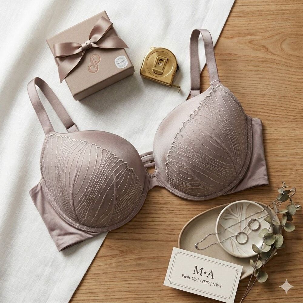 Soma Vanishing Back Push Up Bra 42DD Taupe Beige Smooth‎ Support